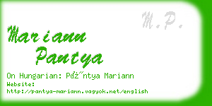 mariann pantya business card